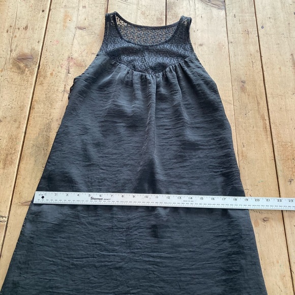 Eve Gravel sleeveless black satin dress with lace see trough yoke, size small - Picture 7 of 13